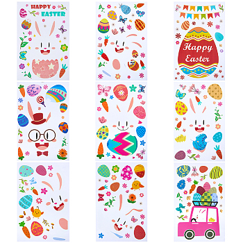 Easter Theme PVC Wall Stickers, for Home Living Room Decoration, Mixed Color, 300x200x0.3mm, 9 sheets/set