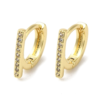 Rack Plating Brass Micro Pave Clear Cubic Zirconia Huggie Hoop Earrings for Women, Real 18K Gold Plated, 11x2mm