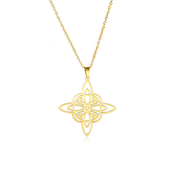 304 Stainless Steel Pendant Necklaces, Witches Knot Wiccan Symbol, Golden, 17.72 inch(45cm)