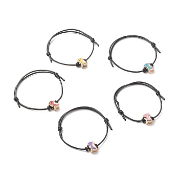 Dinosaur Acrylic Enamel Beads Adjustable Cord Bracelet for Teen Girl Women, Mixed Color, Inner Diameter: 1-7/8~3-3/8 inch(4.8~8.5cm)