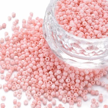 13/0 Glass Seed Beads, Macaron Color, Round Hole, Round, Pink, 13/0, 2~2.3x1.5mm, Hole: 0.8mm, about 450g/bag