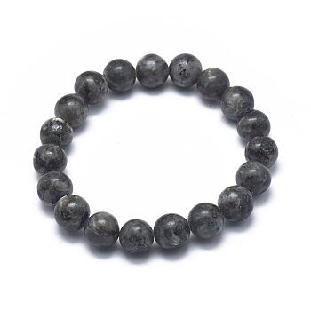 Natural Larvikite Bead Stretch Bracelets, Round, 2 inch~2-1/8 inch(5.2~5.5cm), Bead: 10mm