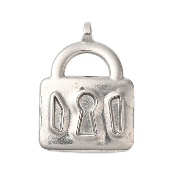 Non-Tarnish 304 Stainless Steel Pendants, Lock Charms, Stainless Steel Color, 25x17x5mm, Hole: 1.6mm