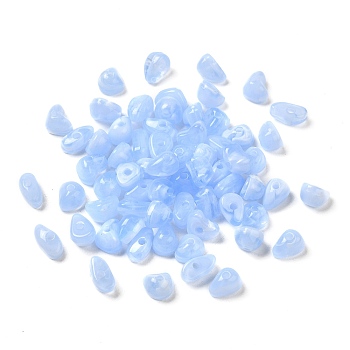 Transparent Acrylic Beads, Nuggets, Light Sky Blue, 4.3~5.8x7.6~8.5x3.8~4.7mm, Hole: 1.6mm, about 4200pcs/500g