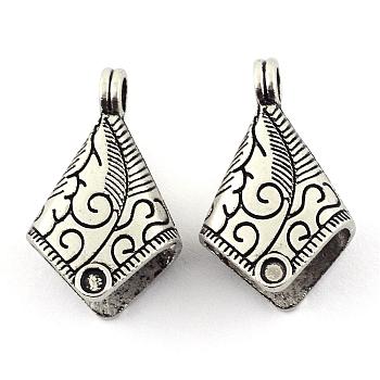 Tibetan Style Alloy Cord Ends, End Caps, Cadmium Free & Lead Free, Antique Silver, Fit for 3mm Rhinestone, 30x19x13mm, Hole: 4mm, about 210pcs/1000g, Inner Diameter: 9x17mm