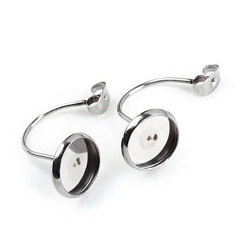 304 Stainless Steel Ear Nuts, Friction Earring Backs for Stud Earrings, with Flat Round Trays, Stainless Steel Color, Tray: 10x10mm, 27x12mm, Hole: 1mm