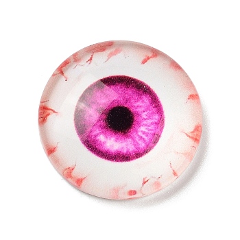 Halloween Translucent Resin Decoden Cabochons, Evil Eye, Camellia, 18x5mm