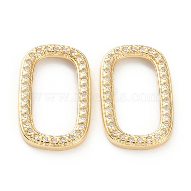 Real 18K Gold Plated Rectangle Brass+Cubic Zirconia Linking Rings