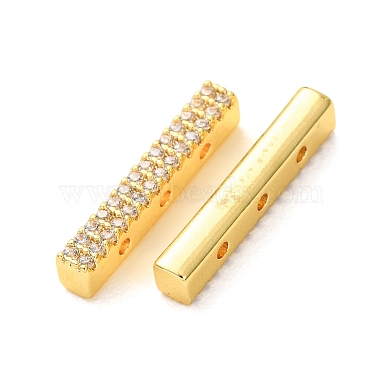 Brass Micro Pave Clear Cubic Zirconia Rectangle Spacer Bars(CU-H003-02G)-3