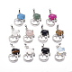 Natural & Synthetic Mixed Gemstone Kitten Pendants(G-L512-R)-1