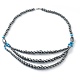 Non-Magnetic Synthetic Hematite & Turquoise Beades 3 Layer Necklaces(NJEW-J058-01A-03)-1
