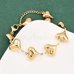 304 Stainless Steel Heart Link Chain Bracelets for Valentine's Day Gift, Golden, 8 inch(20.2cm), exdenter: 68mm(BJEW-D359-17A-G)