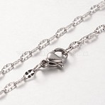 Tarnish Resistant 304 Stainless Steel Oval Link Chain Necklaces, with Lobster Claw Clasp, Stainless Steel Color, 19.7 inch(50cm)(NJEW-L136-05P)