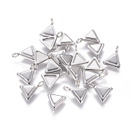 304 Stainless Steel Pendant Cabochon Settings, Triangle, Stainless Steel Color, Tray: 5x6mm, 11x9x2mm, Hole: 2mm(X-STAS-F222-023)