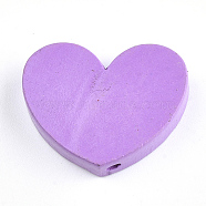 Natural Wood Beads, Dyed, Heart, Orchid, 23x29x7mm, Hole: 2.5mm(WOOD-T012-09I)