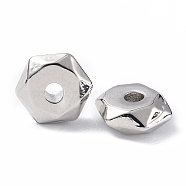 Brass Beads, Hexagon, Platinum, 7x6x2.5mm, Hole: 1.5mm(KK-P223-38P)