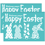 Self-Adhesive Silk Screen Printing Stencil, for Painting on Wood, DIY Decoration T-Shirt Fabric, Turquoise, Rabbit, 195x140mm(DIY-WH0337-093)