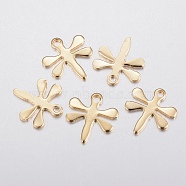 304 Stainless Steel Charms, Dragonfly, Golden, 12x11x0.8mm, Hole: 1.2mm(STAS-G179-89G)