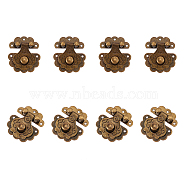 Iron Lock Catch Clasps, with Screws, Jewelry Box Latch Hasp Lock Clasps, Antique Bronze, Lock: 36x22x10mm, Hole: 2mm, 40x33x10mm, hole: 2mm, Screws: 8.5x4mm, 10sets/box(IFIN-FH0001-22)