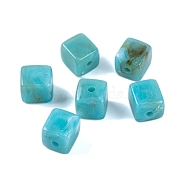 Acrylic Bead, Imitation Jade, Cube, Dark Turquoise, 9x8x8mm, Hole: 2mm, 833pcs/500g(OACR-H120-01E)