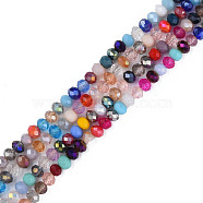 Glass Beads Strands, Faceted, Abacus, Colorful, 6x4.5mm, Hole: 1.2mm, about 90~92Pcs/strand, 16.34 inch~16.73 inch(41.5~42.5cm)(GLAA-N051-09)