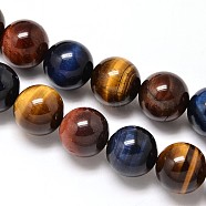 Natural Tiger Eye Beads Strands, Grade A, Round, 4mm, Hole: 1mm, about 100pcs/strand, 15.7 inch(G-F173-14-4mm)