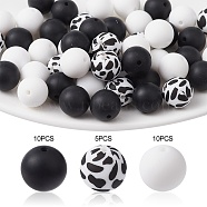 Round Food Grade Eco-Friendly Silicone Focal Beads, Chewing Beads For Teethers, DIY Nursing Necklaces Making, White, 15mm, Hole: 1.5mm, 25pcs/set(SIL-YW0001-14A)