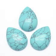 Synthetic Turquoise Cabochons, Drop, 34~35x24~25x6.5~7mm(G-P393-G10)