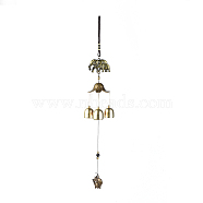 Iron Wind Chimes, with Polyester and Random Color Dyed Gemstone Beads, Hanging Ornaments, Elephant, Multi-color, 445mm(HJEW-WH0006-16)