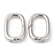 Brass Spring Gate Rings, Oval, Cadmium Free & Lead Free, Long-Lasting Plated, Platinum, 18x12.5x4mm(KK-R143-27P)