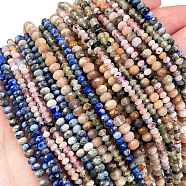 Natural Mixed Gemstone Beads Strands, Faceted, Rondelle, Mixed Dyed and Undyed, 3~4.5x2~3mm, Hole: 0.7~0.9mm, about 129~187pcs/strand, 14.96~15.20''(38~38.6cm)(G-A097-C05-07)