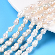 Natural Baroque Pearl Keshi Pearl Beads Strands, Cultured Freshwater Pearl, Gourd, Creamy White, 6~14x4~7mm, Hole: 0.6mm, about 35~44pcs/strand, 14.96~15.75 inch(38~40cm)(PEAR-S020-F10-02)
