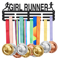 Iron Medal Hanger Holder Display Wall Rack, with Screws, Girl Runner, Human, 150x400mm(ODIS-WH0021-757)