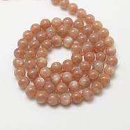 Natural Gemstone Sunstone Round Bead Strands, 6mm, Hole: 1mm, about 63~65pcs/strand, 15.7 inch(G-O017-6mm-16)
