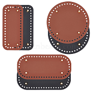 Elite 6Pcs 6 Style PU Leather Knitting Crochet Bags Nail Bottom Shaper Pad, with Alloy Nail, for Bag Bottom Accessories, Oval & Flat Round, Mixed Color, 15~22x8~15x0.36cm, Hole: 5mm, 1pc/style(DIY-PH0009-51)