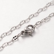 304 Stainless Steel Oval Link Chain Necklaces, with Lobster Claw Clasp, Stainless Steel Color, 19.7 inch(50cm)(NJEW-L136-05P)
