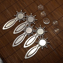 18mm Clear Domed Glass Cabochon Cover for Antique Silver DIY Alloy Portrait Helm Bookmark Making, Cadmium Free & Nickel Free & Lead Free, Bookmark Cabochon Settings: 84x40mm, Tray: 18mm(DIY-X0119-AS-NR)