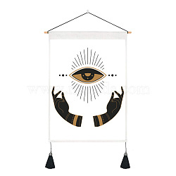 Tarot Pattern Polyester Wall Hanging Tapestry, Vertical Tapestry, with Wood Rod & Iron Traceless Nail & Cord, for Home Decoration, Rectangle, Eye Pattern, 500x350mm(WICR-PW0001-27D)