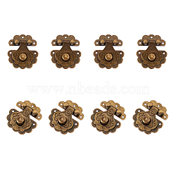 Iron Lock Catch Clasps, with Screws, Jewelry Box Latch Hasp Lock Clasps, Antique Bronze, Lock: 36x22x10mm, Hole: 2mm, 40x33x10mm, hole: 2mm, Screws: 8.5x4mm, 10sets/box(IFIN-FH0001-22)