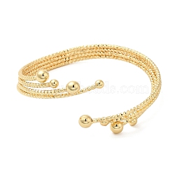 Rack Plating Brass Round Ball Cuff Bangle for Women, Cadmium Free & Lead Free, Real 18K Gold Plated, Inner Diameter: 2-1/4 inch(5.55cm)(BJEW-M298-10G)