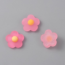 Spring Theme Translucent Resin Cabochons, Flower, Hot Pink, 16.5x18x7mm(RESI-TAC0016-10C)