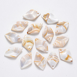 Acrylic Pendants, Imitation Gemstone Style, Leaf, Old Lace, 29x18.5x4.5mm, Hole: 1.8mm, about 585pcs/500g(OACR-R075-06A)