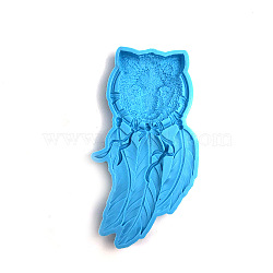 Woven Net/Web with Feather & Fox Head DIY Food Grade Silicone Molds, Resin Casting Molds, for UV Resin, Epoxy Resin Craft Making, Deep Sky Blue, 205x112x17mm(SIMO-PW0017-19B)