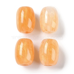 Resin European Beads, Large Hole Beads, Imitation Cat Eye, Barrel, Orange, 16x12mm, Hole: 5.2mm(RESI-F055-11F)