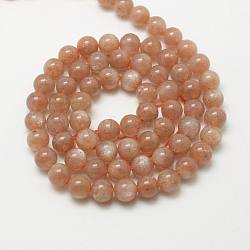 Natural Gemstone Sunstone Round Bead Strands, 6mm, Hole: 1mm, about 63~65pcs/strand, 15.7 inch(G-O017-6mm-16)