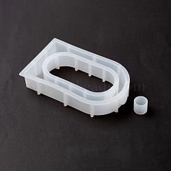 Arch Display Holder Silicone Molds, for Test Tube of Water Planting, Resin Casting Molds, White, 165x102x32mm, Inner Diameter: 150x87mm, Hole: 17mm & 21x19mm, 2pcs/set(DIY-F114-07)