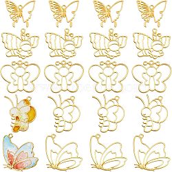 Olycraft 20Pcs 5 Style Alloy Open Back Bezel Pendants, For DIY UV Resin, Epoxy Resin, Pressed Flower Jewelry, Insect, Golden, 4pcs/style(PALLOY-OC0002-91)