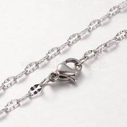 Tarnish Resistant 304 Stainless Steel Oval Link Chain Necklaces, with Lobster Claw Clasp, Stainless Steel Color, 19.7 inch(50cm)(NJEW-L136-05P)