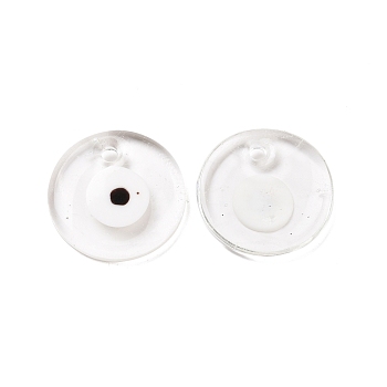 Handmade Lampwork Evil Eye Pendants, Flat Round, Clear, 30x5mm, Hole: 3mm
