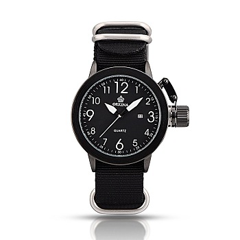 Stainless Steel Military Watches, Quartz Watches, Black, 300x22mm, Watch Head: 45x51.5x12mm